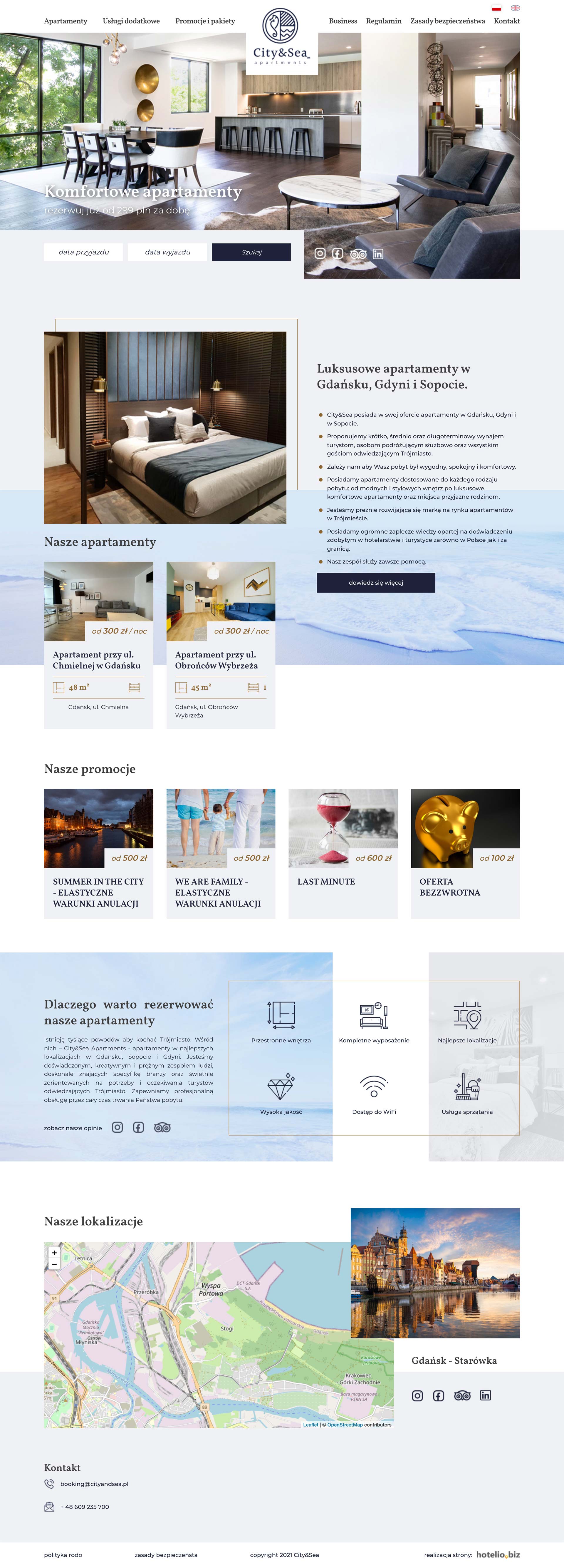 Realizacja strony internetowe dla apartamentów w Gdańsku